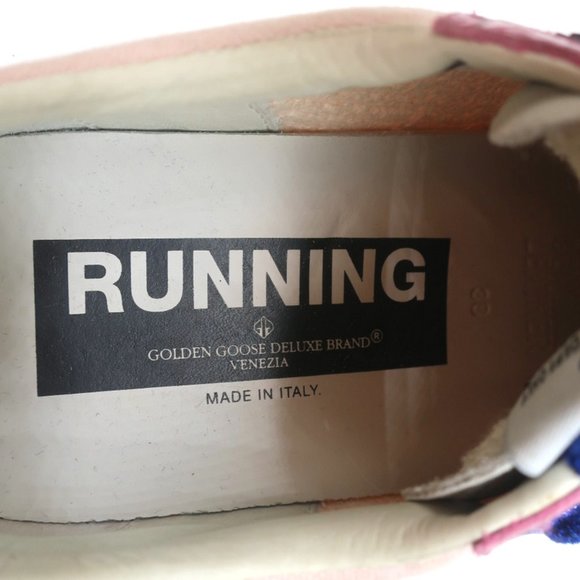 GOLDEN GOOSE LTD EDITION GLITTER RUNNING SNEAKERS PINK CROC-PRINT SIZE 38 - Picture 10 of 12
